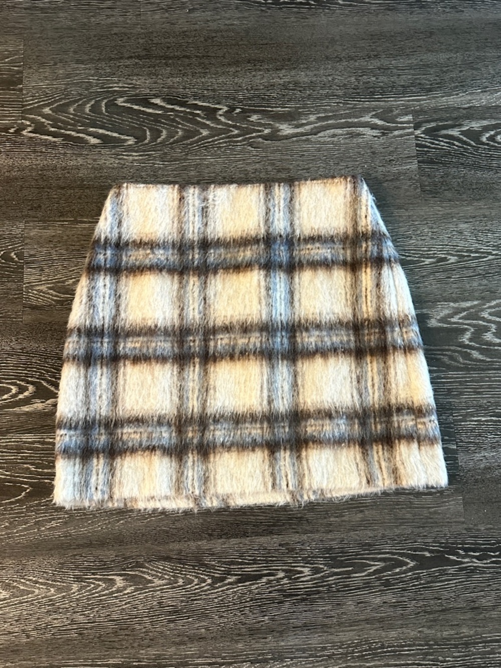 LOFT Plaid Faux-Mohair Mini Skirt in Cream, Gray and Brown